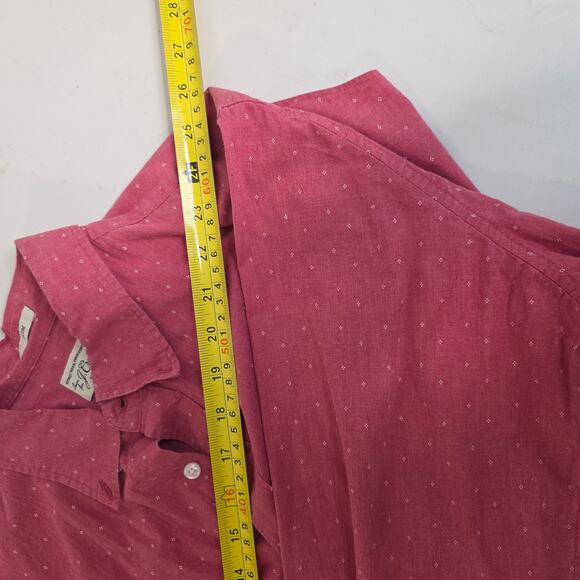 J.Crew Brick Red White Mini Marquee Print Slim Fit Long Sleeve, Mens, Large - Picture 2 of 7